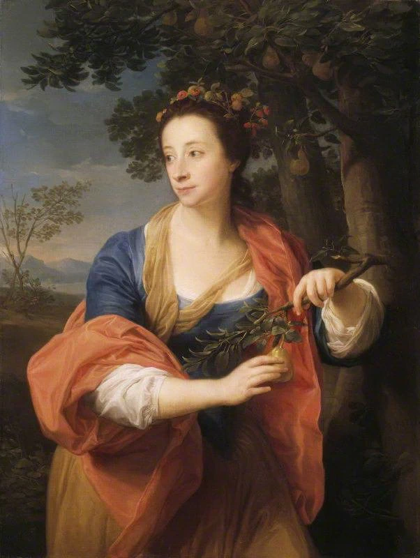 Sarah Lethieullier (1722 - 1788), Lady Fetherstonhaugh, con il ramo di un albero di pera, Batoni Pompeo